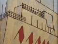 Senza titolo- Pirografía, esmalte sobre tabla cm.25x38 -1986-