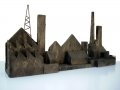Fabbrica- Madera, hierro, gaza cm.43x82x16 -1986-