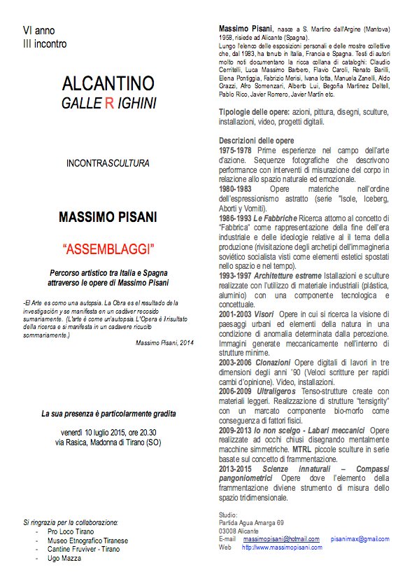 Invito Assemblaggi Massimo Pisani 2015